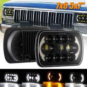 5x7 7x6 LED Headlight Hi/Lo DRL Amber Turn Lamp For Jeep Wrangler Cherokee XJ YJ - Picture 1 of 12