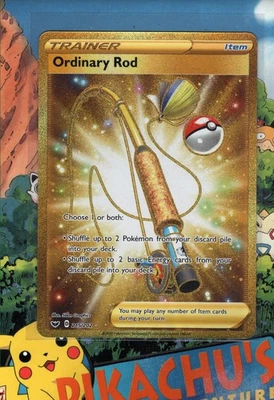 Pokémon TCG Ordinary Rod (Secret) 215/202 Swsh01: Sword & Shield Holo NM/M - Image 1 of 2