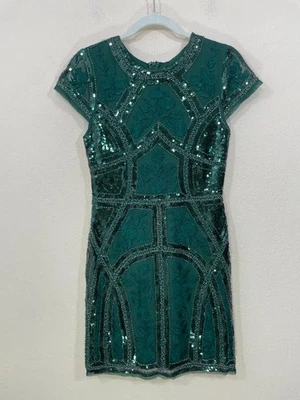 Lulus Spread Your Shine Sequin Size M Dress Emerald Green Party Mini Bodycon - Image 1 of 4