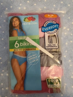 6 Pares de Bikinis Fruit of the Loom Brezo Talla 6/M Transpirables Eversoft WP155 Foto 1 de 2