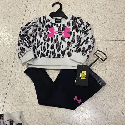 Under Armour Baby Girls 2pc Set Sweatshirt & Tights Size 24 Months Pink - Image 1 of 3
