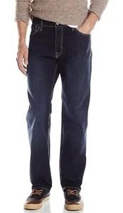 IZOD Men's Denim Jeans - Comfort Stretch Mid Rise Relaxed Fit, 34x32 Dark Tint - Picture 1 of 7