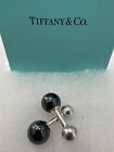Tiffany & Co Silver Black Onyx Gemstone Barbell Cufflinks
