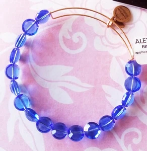 ALEX AND ANI Blue Beaded Bracelet Sapphire Luxe Shiny Gold finish NWT - Picture 1 of 6
