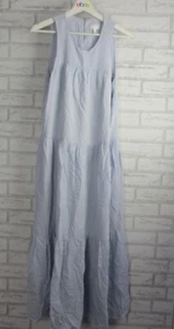 Witchery women's yoke tiered maxi dress light blue 8 linen sleeveless - Picture 1 of 10