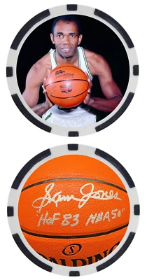 SAM JONES - BASKETBALL LEGEND - CELTICS - POKER CHIP - ***SIGNED*** - Image 1 of 2