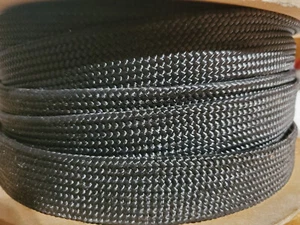 Techflex NMN1.00BK 1in Multifilament Nylon Braided Flexable Sleeving (1FT Per) - Picture 1 of 2