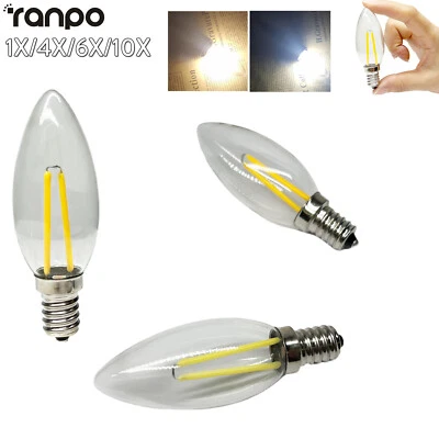 2w E14 E12 C25 Led Candle Light Bulbs Energy saving Glass cover Chandelier Room - Image 1 of 4