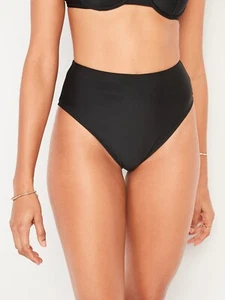 New Black Old Navy High Waisted French Cut Bikini Swim Bottoms Size L NWT - Picture 1 of 1