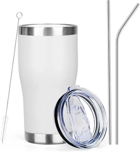 20Oz Coffee Tumbler with Lid and Straw Double Wall Vacuum Insulated Cup Stainles - Picture 1 of 7