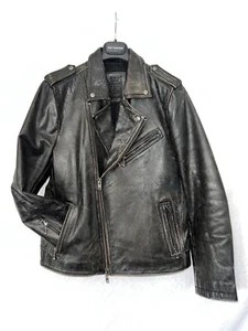 AllSaints - Vintage 'Raid' L Biker Jacket - Cracked Leather - Collector's Piece! - Picture 1 of 24