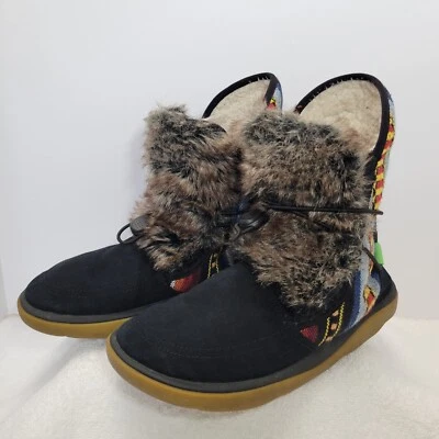 Zapatos Sanuk Tripper para mujer talla 8M negros rojos coloridos forrados de piel botas cómodas Foto 1 de 4
