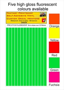 RC VINYL DECALS TRANSFERS STRIPES LINING PRE CUT FPRC971 FLUORESCENT GREEN 9mm - Picture 1 of 3