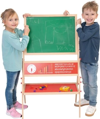 Standtafel 108cm Buchenholz Holz magnetische Tafel Weiß Kinder Whiteboard Kreide - Bild 1 von 3