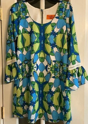 Voom Woman Dress Long Bell  Sleeve Size S Key Hole In The Back With Loop Button - Image 1 of 4