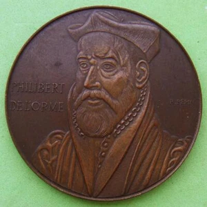 French Architect Philibert de l'Orme Renaissance Chapel Bronze Medal by R PÉPIN! - Picture 1 of 4