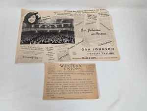 Vintage Osa Johnson Emphera Advertisement 1940 Western Union Telegram - Picture 1 of 3