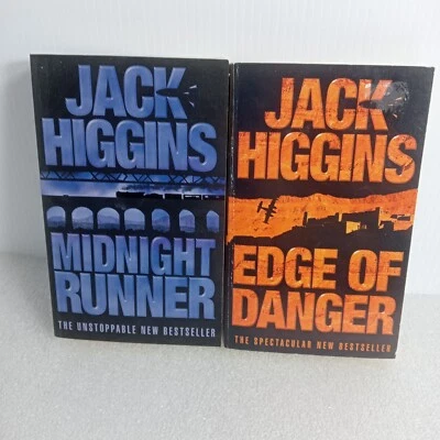Jack Higgins  2 Book Lot Action Thriller Suspense Edge Of Danger Midnight Runner - image 1 of 4