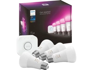 Philips Hue A19 LED Color Smart Bulb Starter Kit (75W 2021 Version), Compatible - Picture 1 of 5