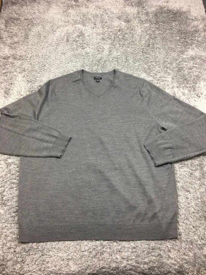Apt 9 Sweater Mens Size 3XB Gray V-Neck Lightweight Pullover Merino Wool - Image 1 of 4