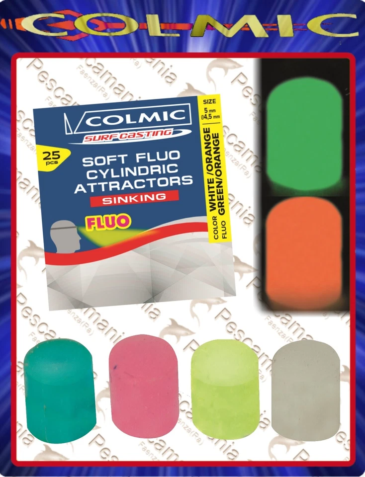 COLMIC SPA Perline Colmic CYLINDRIC SUPER SOFT FLUO attractors affondanti
