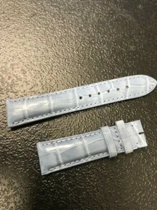 New Original Baume & Mercier Light Blue 19mm-16mm Leather Watch Band Strap Swiss - Picture 1 of 3