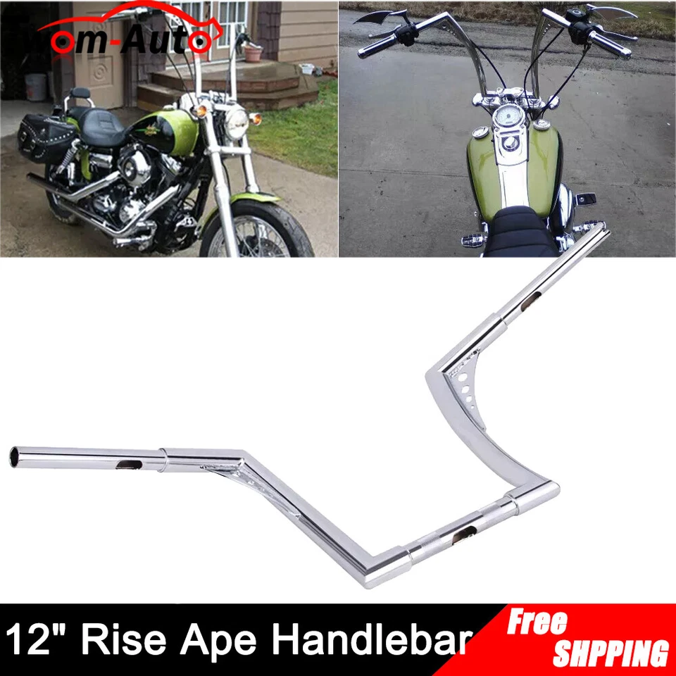 Manillar DNA 12" RISE Ape Hanger Fat Bar 1.25" para Harley Sportster XL 833 1200 Foto 1 de 4