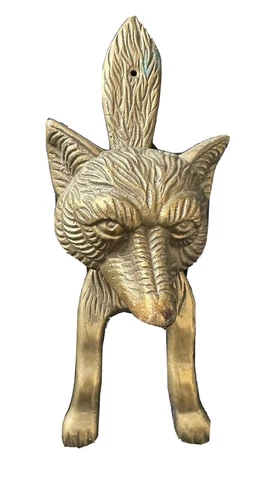 large vintage fox brass door knucker 10" X 4" X 2 3/4" 1 lb 8 oz Cover