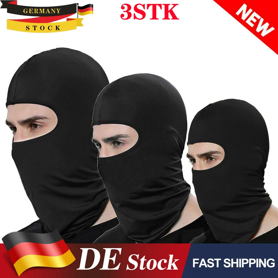 3 Pack Sturmhaube Motorrad Sturmmaske Fahrrad Kopfhaube Halswärmer atmungsaktiv - Bild 1 von 4