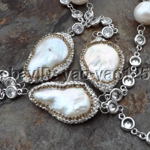 K082105 30"  White Keshi Pearl Chain Necklace - Picture 1 of 4