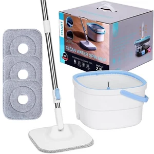 Spin Mop and Bucket, Mop and Bucket with Wringer Set for Home Mops with Separ... - Picture 1 of 7