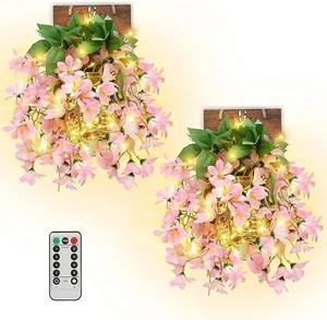 Mason Jar Sconces Rustic Wall Sconces with Remote Control LED Lights-Set of Two - Picture 1 of 7