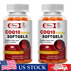 2 Bottles CoQ 10 Coenzyme Q10 Softgels 120 Caps for Cardiovascular Heart Health - Picture 1 of 8