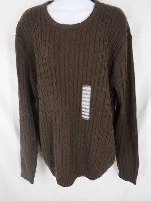 Consensus Sportswear Mens Size L Large Cable Knit Brown Sweater MSRP $42 - Image 1 of 4
