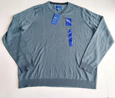 Suéter Mezcla Merino Para Hombres XL Verde Cuello Redondo Elastizado Muy Suave Informal APT 9 Foto 1 de 4