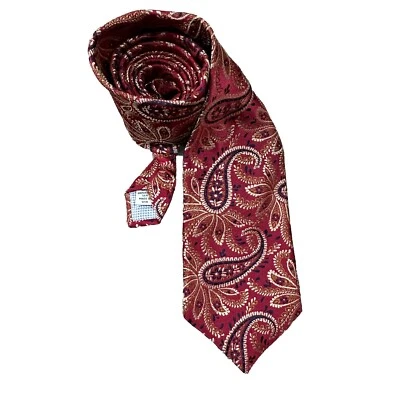 Nwt Nordstrom 100% Silk Tie Paisley Red Gold Necktie 60 X 3.5" Suit Office $70 Foto 1 de 4