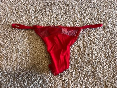 Victoria's Secret VS NY 红色金色蝴蝶结半透明经典性感 v 字符串丁字裤内裤 M — 第 1/4 张图片