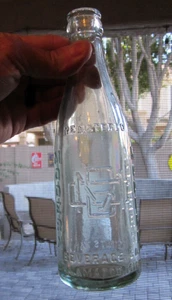 8" MODERN Beverage Co embossed bottle KALAMAZOO MICHIGAN green crown soda pop - Picture 1 of 10