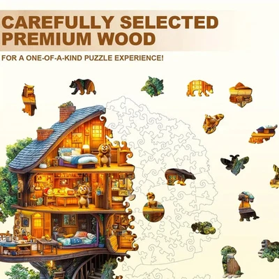 Bear House Jigsaw Puzzle - Unique Irregular Shaped Wooden - Medium - Image 1 of 2