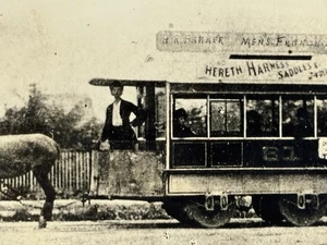 1868 8x10 Real Photo Type 1 Mule Car On West Washington St The Trade Palace - Picture 1 of 3