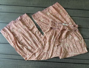 Patrons Of Peace pantaloni gamba larga donna XS paisley cravatta increspata rayon leggeri - Foto 1 di 4