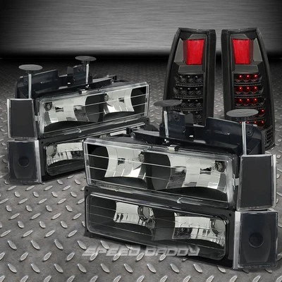 PARA CAMIÓN 88-93 C10 C/K LUZ DE CABEZA NEGRA + ESQUINA + PARACHOQUES + LÁMPARA TRASERA LED TRANSPARENTE Foto 1 de 4