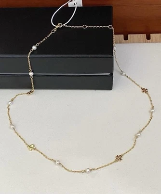 Colar de corrente de ouro Tory Burch Kira Pearl - Imagem 1 de 4