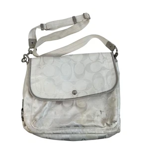 Coach White Kyra Bag Signature C Print Messenger Jacquard Fabric Crossbody READ - Picture 1 of 13