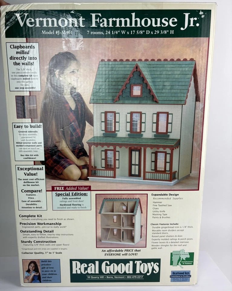 Real Good Toys “Vermont Farmhouse Jr” WoodDollhouse Kit 1:12 #J-M401 Read - Image 1 of 4