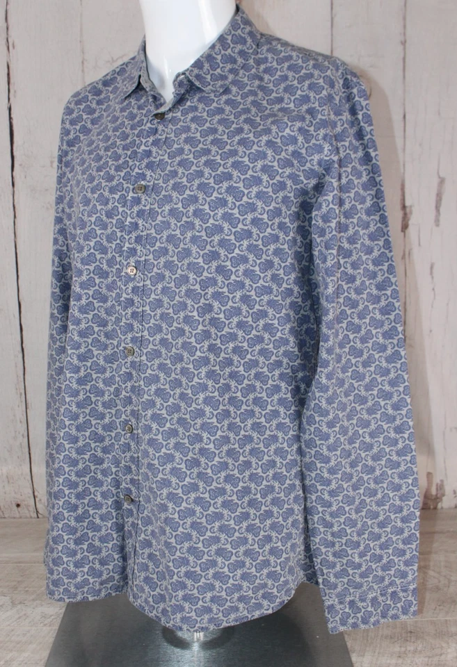 Paul Smith Jeans Blue Floral Print Shirt Long Sleeve Button Up Slim Fit Large - image 1 of 4