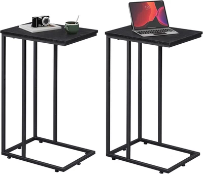 Black Side Table Set of 2, C Shaped End Table Sets, Small Sofa Side Tables Bedro - Image 1 of 4