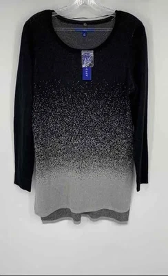 Apt. Suéter Pullover 9 Mujer Negro y Plateado Ombre Manga Larga Talla M Foto 1 de 4