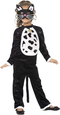 Disfraz de gato Smiffys para niños, body, campana y máscara, talla: M, color: negro, 3 Foto 1 de 3
