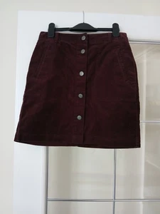 M&S Collection Women's Burgundy/Plum Corduroy Mini Skirt, Size 8, pockets - Picture 1 of 13
